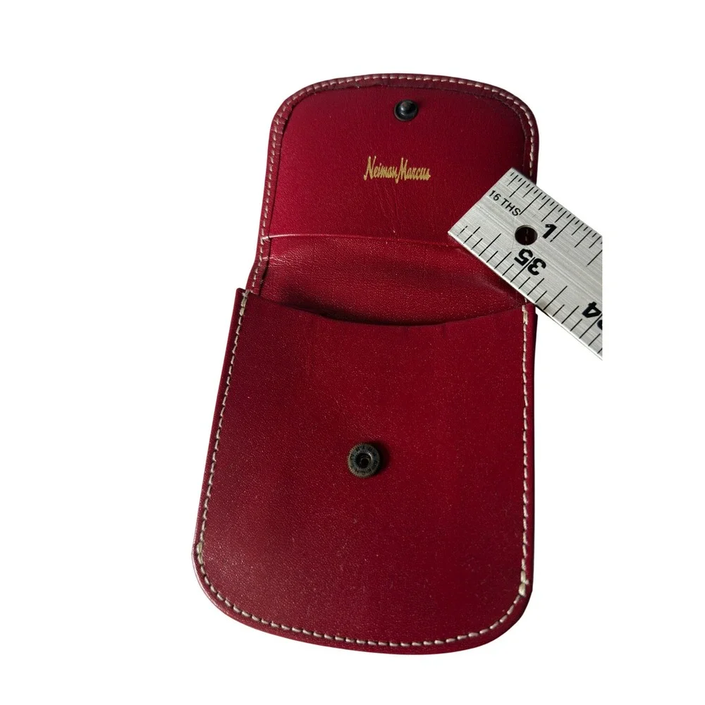 Raika Neiman Marcus Red Leather Card Case Coin Purse Handcrafted KC